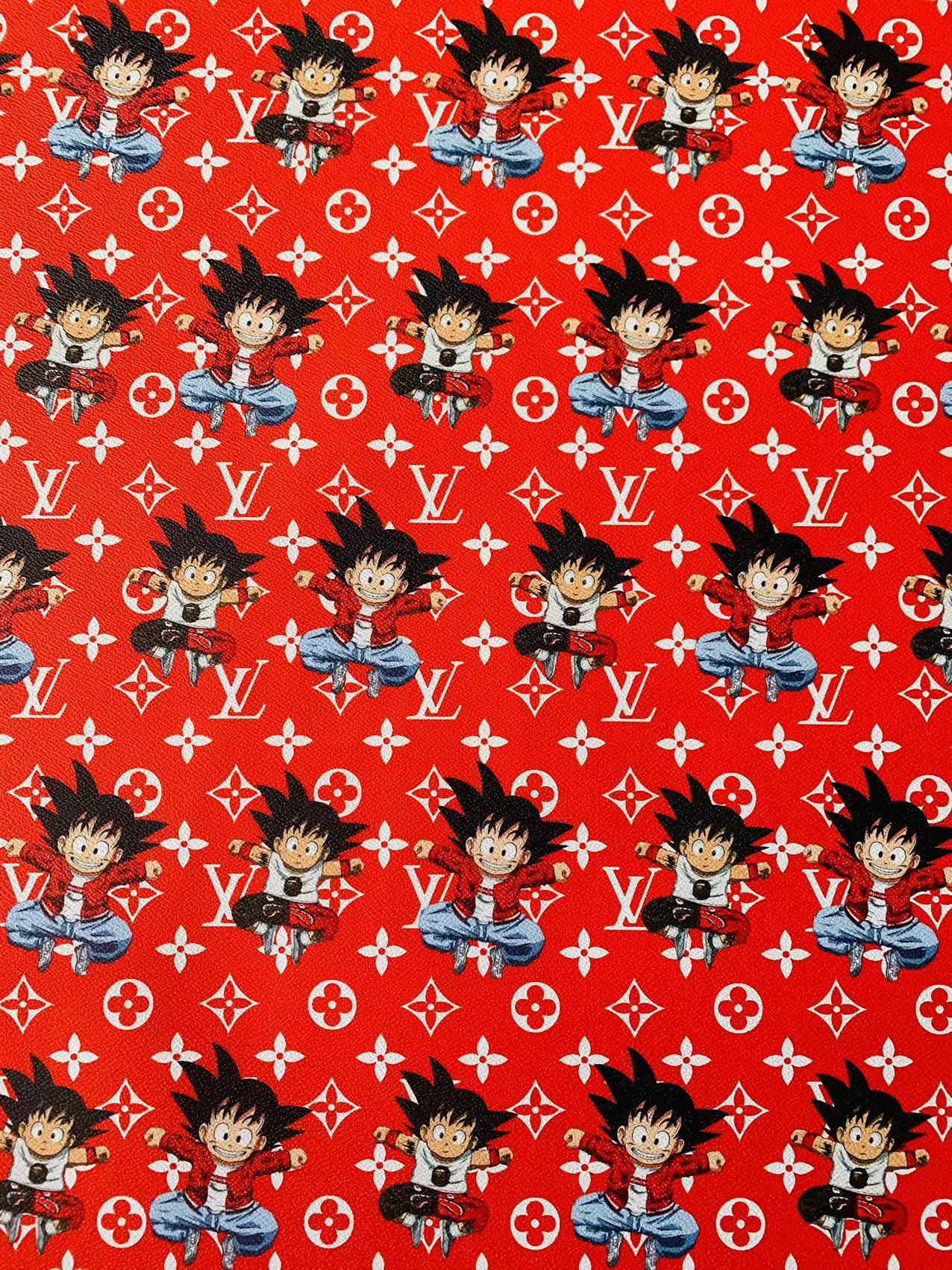 New Cartoon Design Son Goku With LV Leather Fabric For Handicrafts