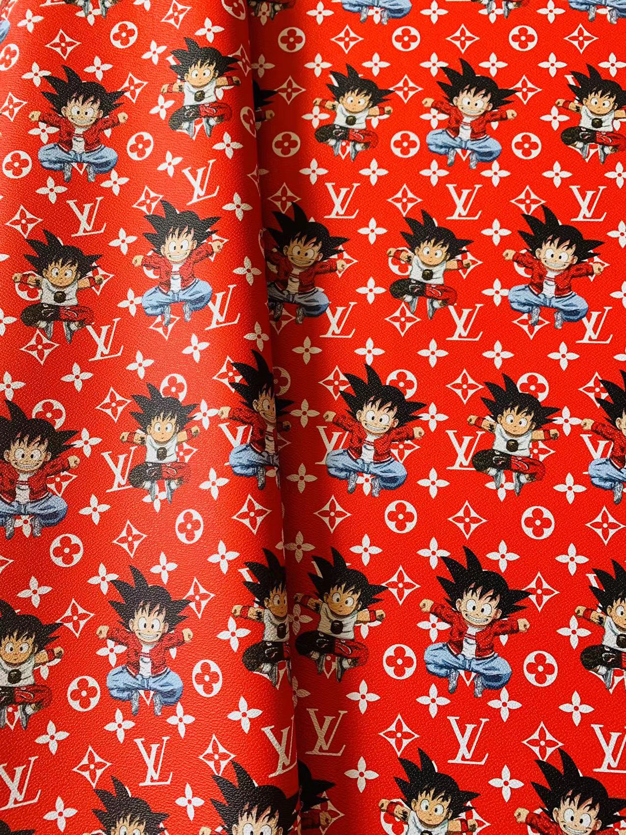 New Cartoon Design Son Goku With LV Leather Fabric For Handicrafts