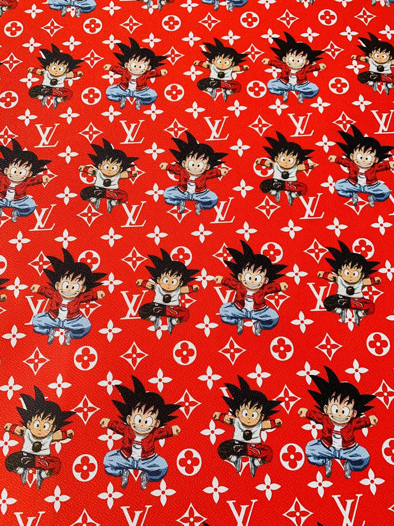 New Cartoon Design Son Goku With LV Leather Fabric For Handicrafts