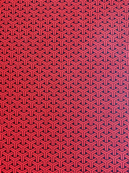 Fashion Triangle Design red with black Leather fabric For Handmade Handicraft Goods By Yard