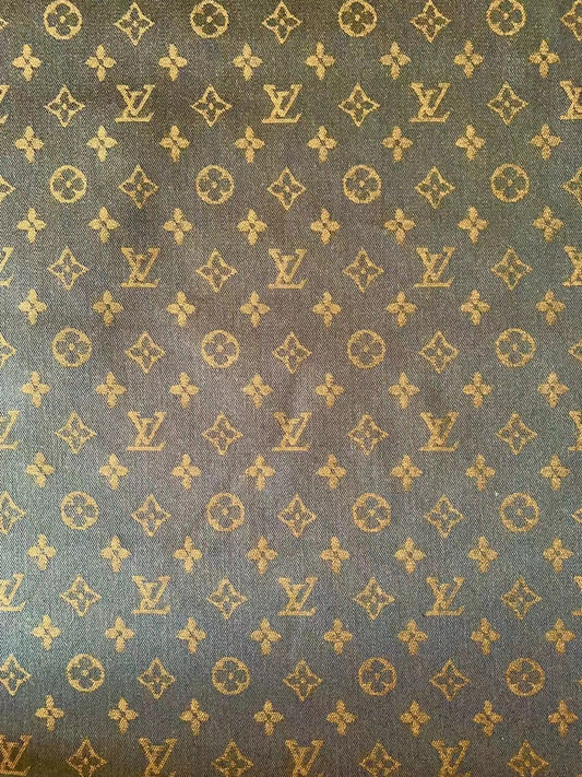 Craft  Brown LV Jacquard Denim Cloth Fabric For Handmade Apparel