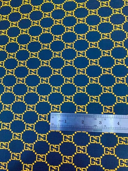 Craft Black With Yellow Color Gucci Leather Fabric For Handicraft Goods By Yard