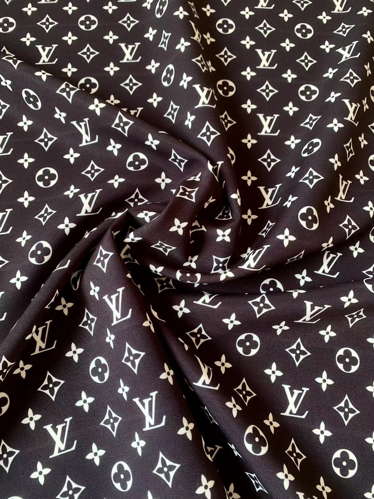 Craft Black With White LV Cotton And Polyester Cloth Fabric For DIY Handicraft Apparel