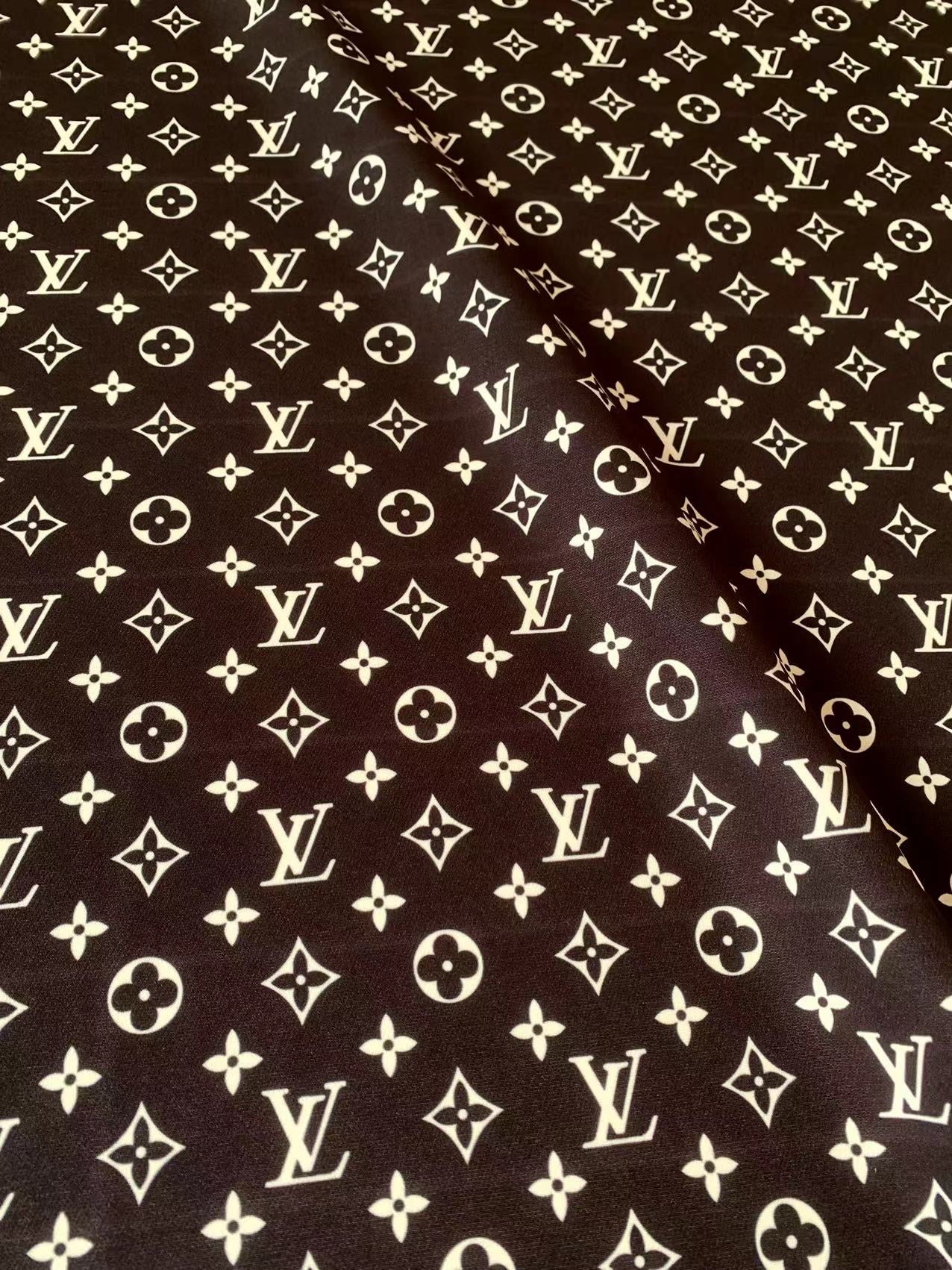 Craft Black With White LV Cotton And Polyester Cloth Fabric For DIY Handicraft Apparel