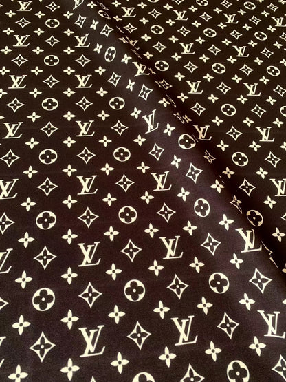 Craft Black With White LV Cotton And Polyester Cloth Fabric For DIY Handicraft Apparel