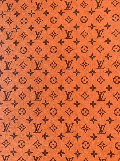 Classic Orange LV vinyl crafting leather fabric For Handmade Shoes ,Bags and DIY Handicrafts By Yard