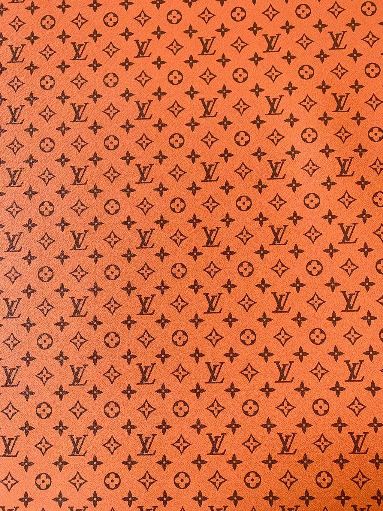 Classic Orange LV vinyl crafting leather fabric For Handmade Shoes ,Bags and DIY Handicrafts By Yard