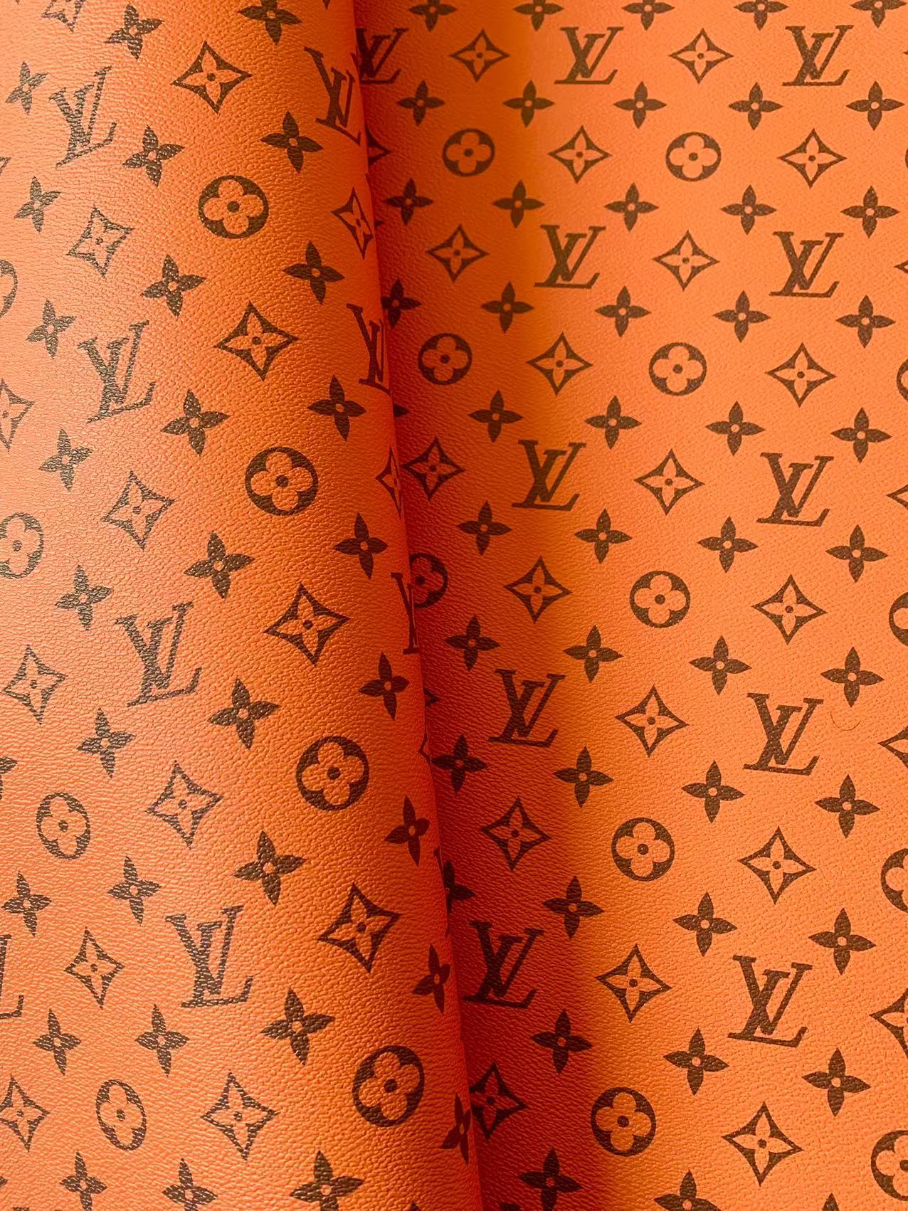 Classic Orange LV vinyl crafting leather fabric For Handmade Shoes ,Bags and DIY Handicrafts By Yard