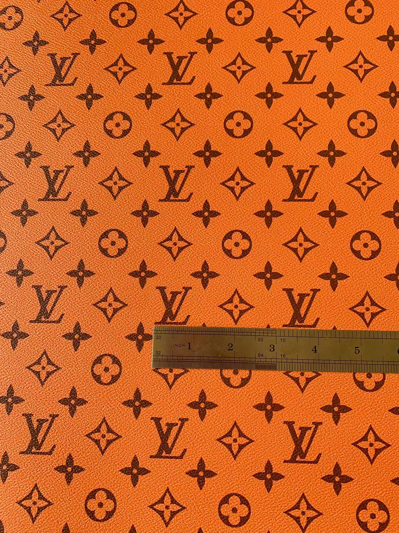 Classic Orange LV vinyl crafting leather fabric For Handmade Shoes ,Bags and DIY Handicrafts By Yard