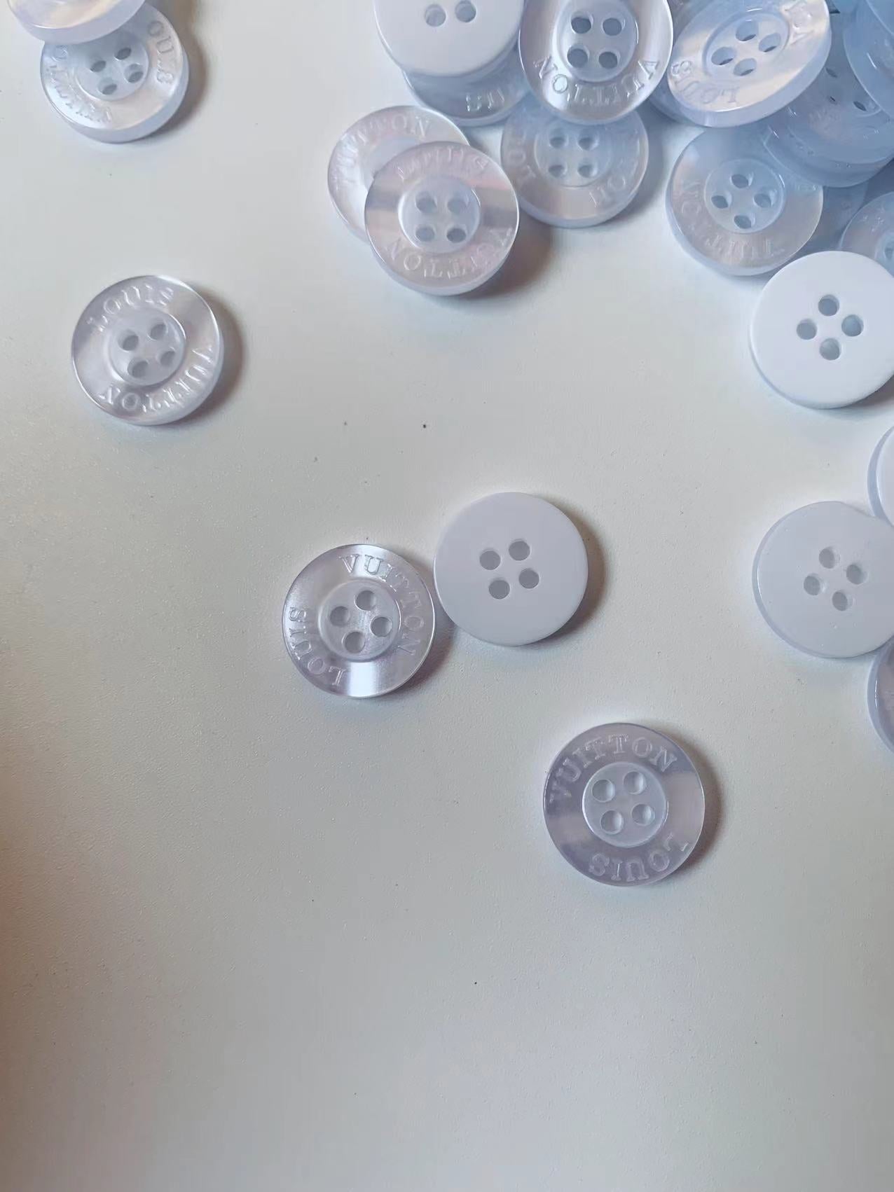 Craft Louis Vuitton 15MM  Resin Material Handicraft White Button For Apparel