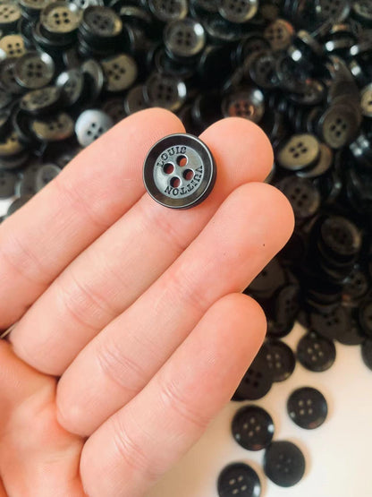 Craft Louis Vuitton 15MM Resin Material Handicraft Black Button For Apparel