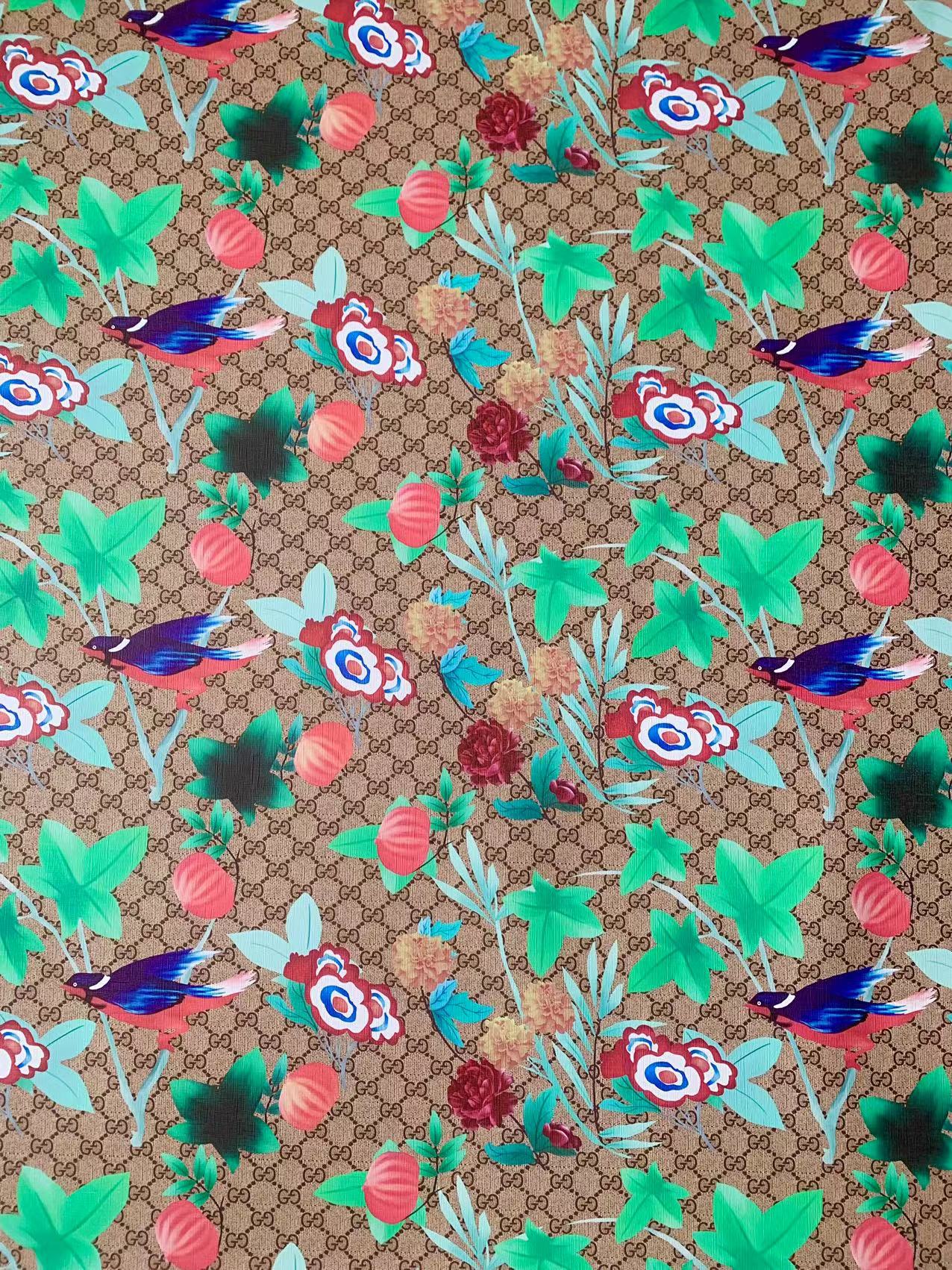 Craft Gucci With Bird Design Leather Fabric For Handmade Handicraft Goods By Yard