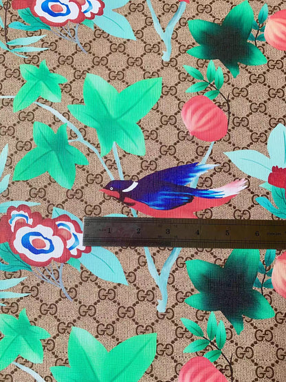 Craft Gucci With Bird Design Leather Fabric For Handmade Handicraft Goods By Yard