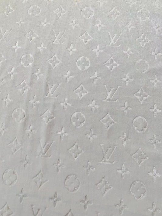 Popular Luxury LV Knitting Velvet Fabric For Handmade Sneaker,Car Upholstery and Apparel By Yard(White)