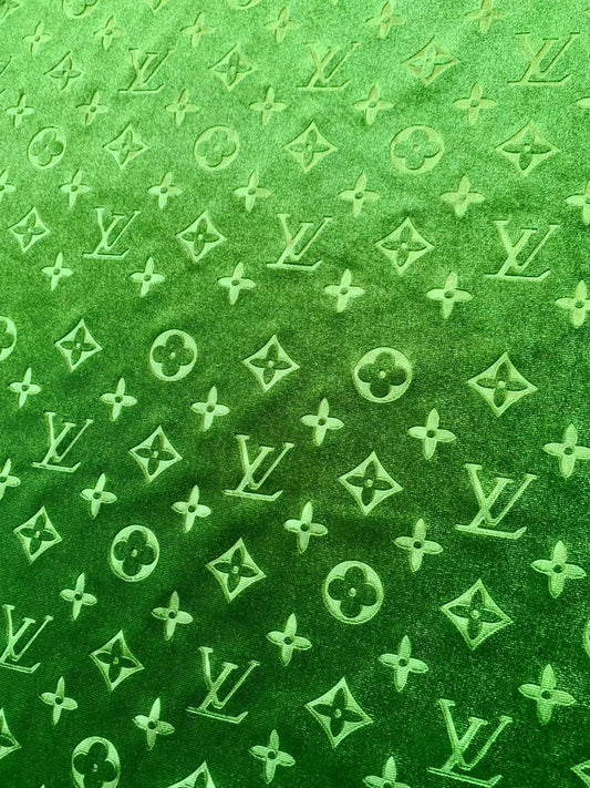 Popular Luxury LV Knitting Velvet Fabric For Handmade Sneaker,Car Upholstery and Apparel By Yard(Green)