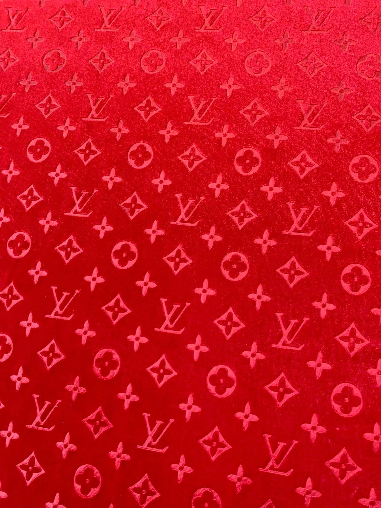 Popular Luxury LV Knitting Velvet Fabric For Handmade Sneaker,Car Upholstery and Apparel By Yard (Red)