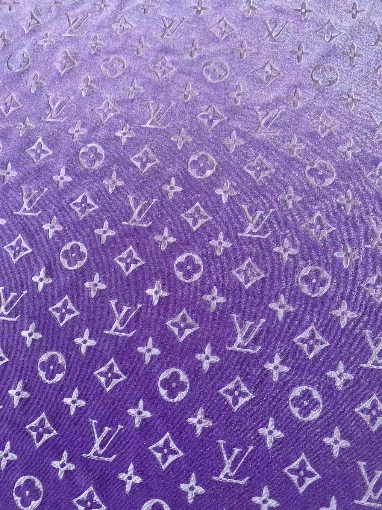 Popular Luxury LV Knitting Velvet Fabric For Handmade Sneaker,Car Upholstery and Apparel By Yard(Purple)