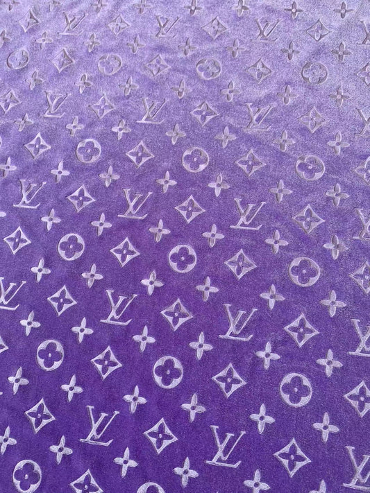 Popular Luxury LV Knitting Velvet Fabric For Handmade Sneaker,Car Upholstery and Apparel By Yard(Purple)