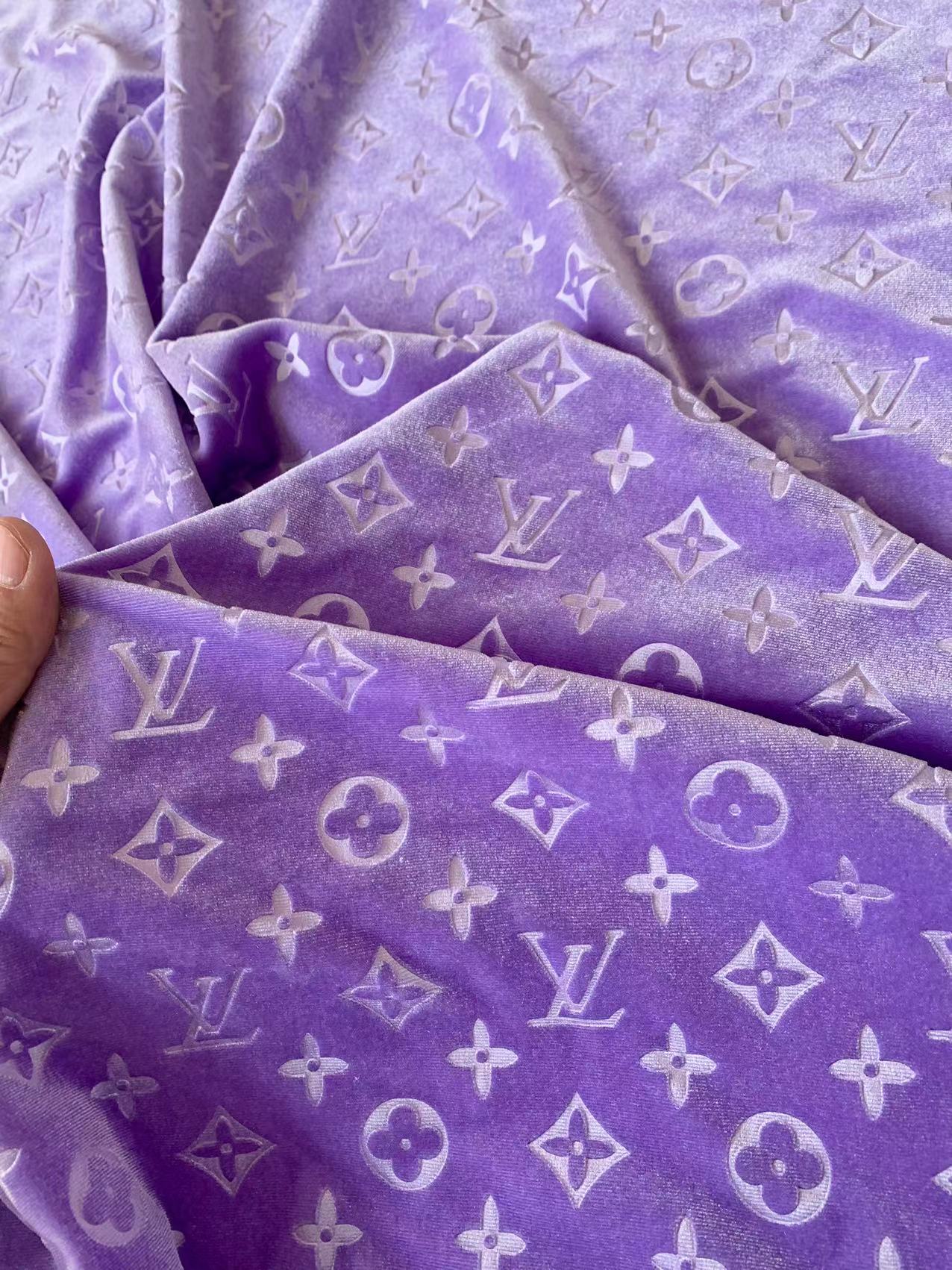 Popular Luxury LV Knitting Velvet Fabric For Handmade Sneaker,Car Upholstery and Apparel By Yard(Purple)