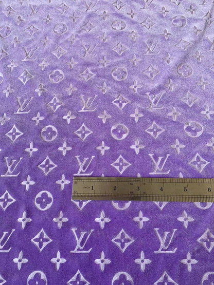 Popular Luxury LV Knitting Velvet Fabric For Handmade Sneaker,Car Upholstery and Apparel By Yard(Purple)