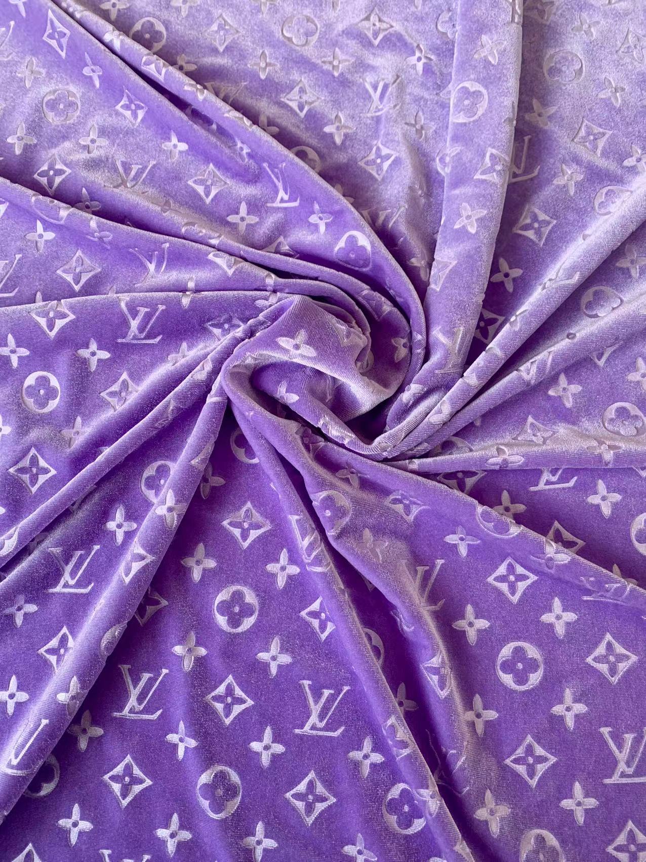 Popular Luxury LV Knitting Velvet Fabric For Handmade Sneaker,Car Upholstery and Apparel By Yard(Purple)