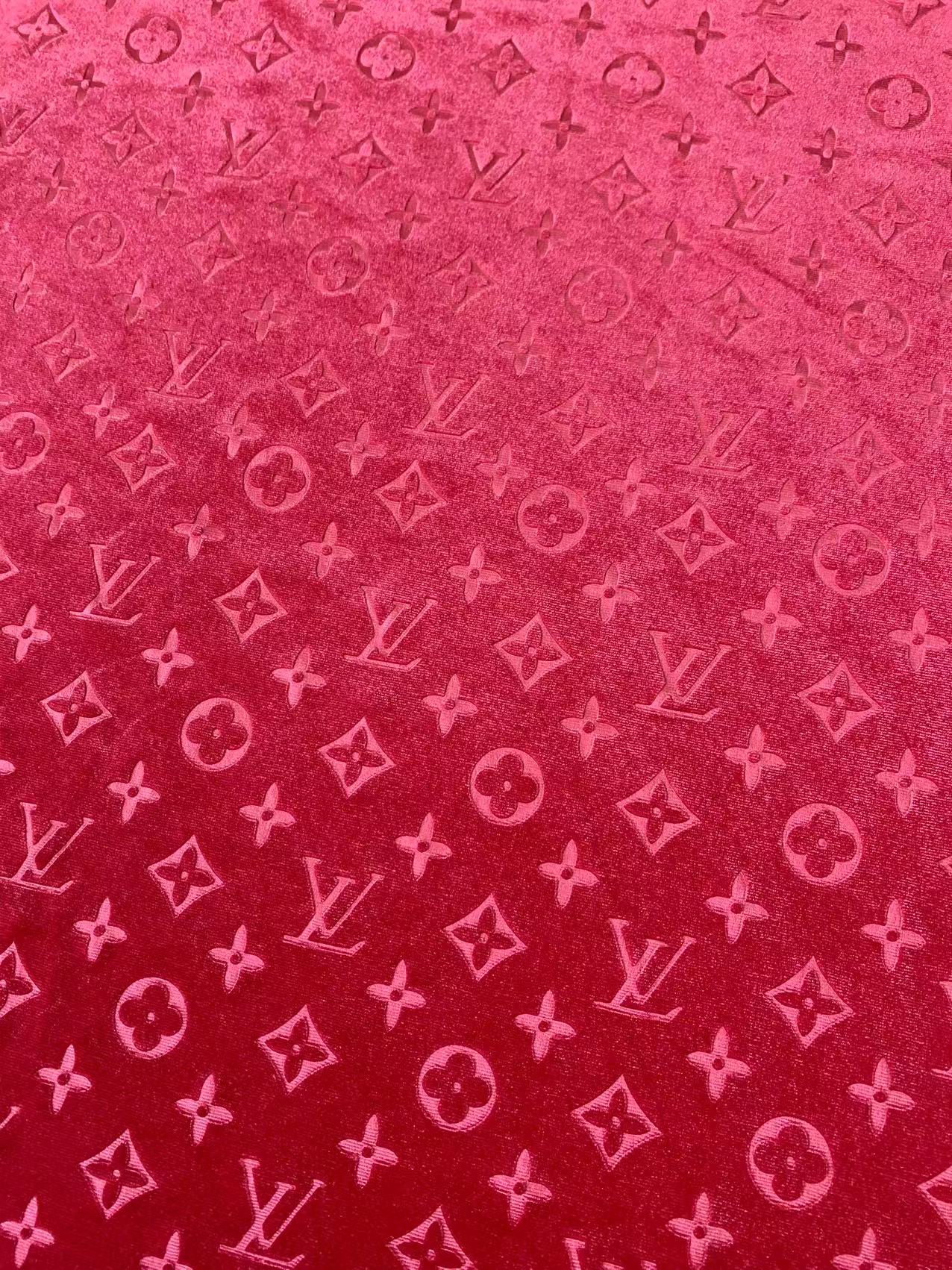 Popular Luxury LV Knitting Velvet Fabric For Handmade Sneaker,Car Upholstery and Apparel By Yard (Fuchsia)