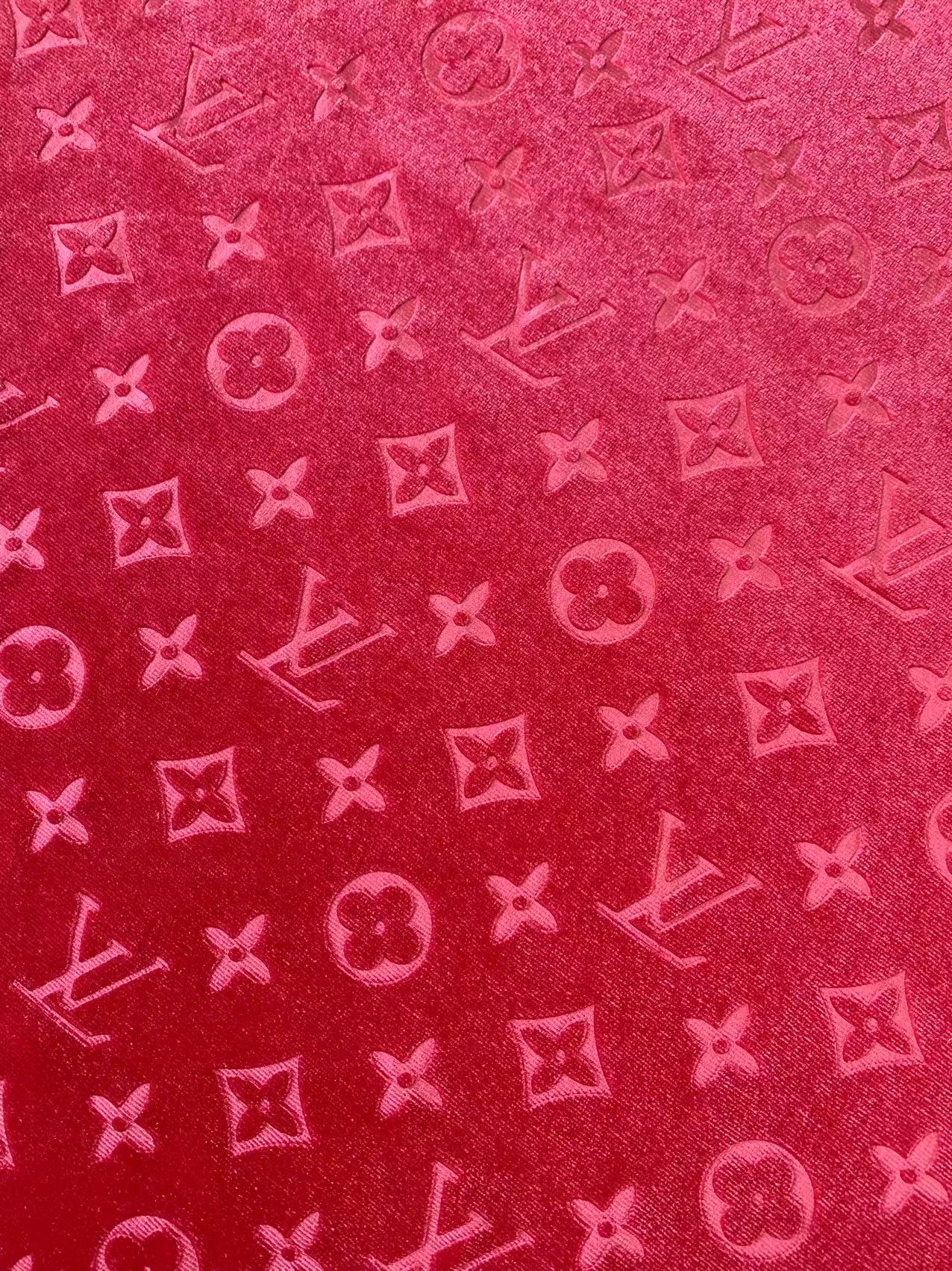 Popular Luxury LV Knitting Velvet Fabric For Handmade Sneaker,Car Upholstery and Apparel By Yard (Fuchsia)