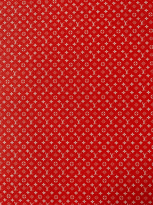 New LV Small Size 0.5mm vinyl crafting leather fabric Bag leather ,shoes leather ,Handicraft leather By Yards(Red)