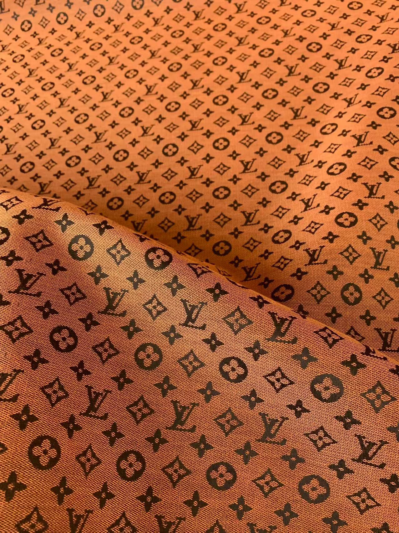 Fashion Orange LV Jacquard Cloth Fabric For Handmade Sneaker,Upholstery And Apparel