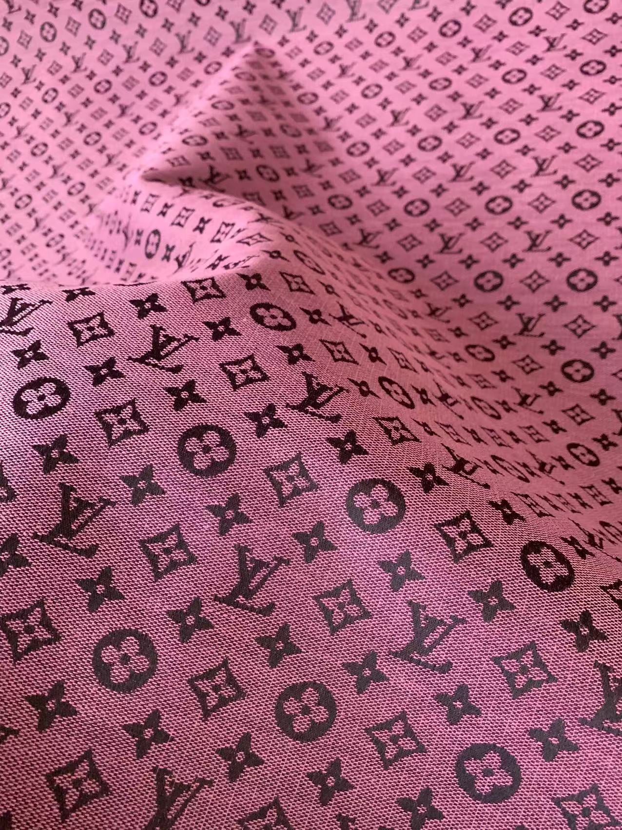 Fashion Pink LV Jacquard Cloth Fabric For Handmade Sneaker,Upholstery And Apparel