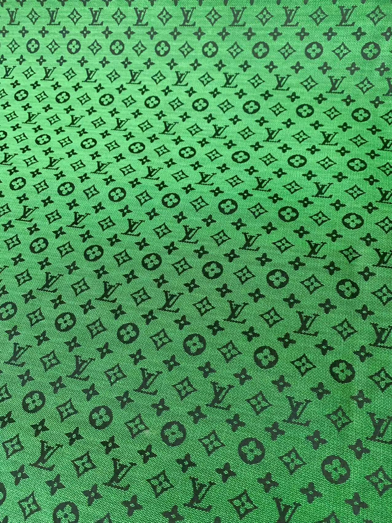 Fashion Green LV Jacquard Cloth Fabric For Handmade Sneaker,Upholstery And Apparel