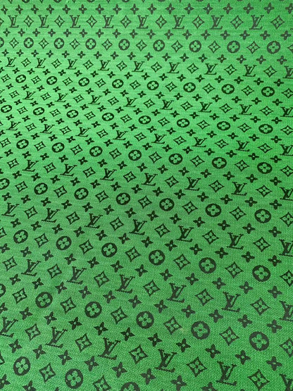 Fashion Green LV Jacquard Cloth Fabric For Handmade Sneaker,Upholstery And Apparel