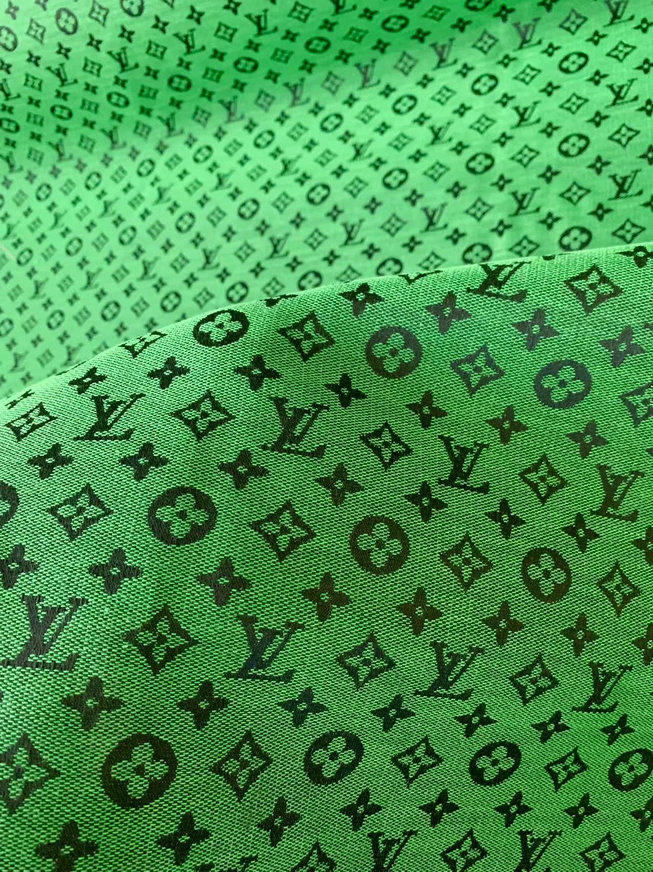 Fashion Green LV Jacquard Cloth Fabric For Handmade Sneaker,Upholstery And Apparel