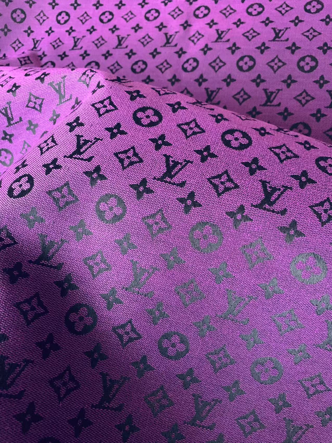 Fashion Purple LV Jacquard Cloth Fabric For Handmade Sneaker,Upholstery And Apparel