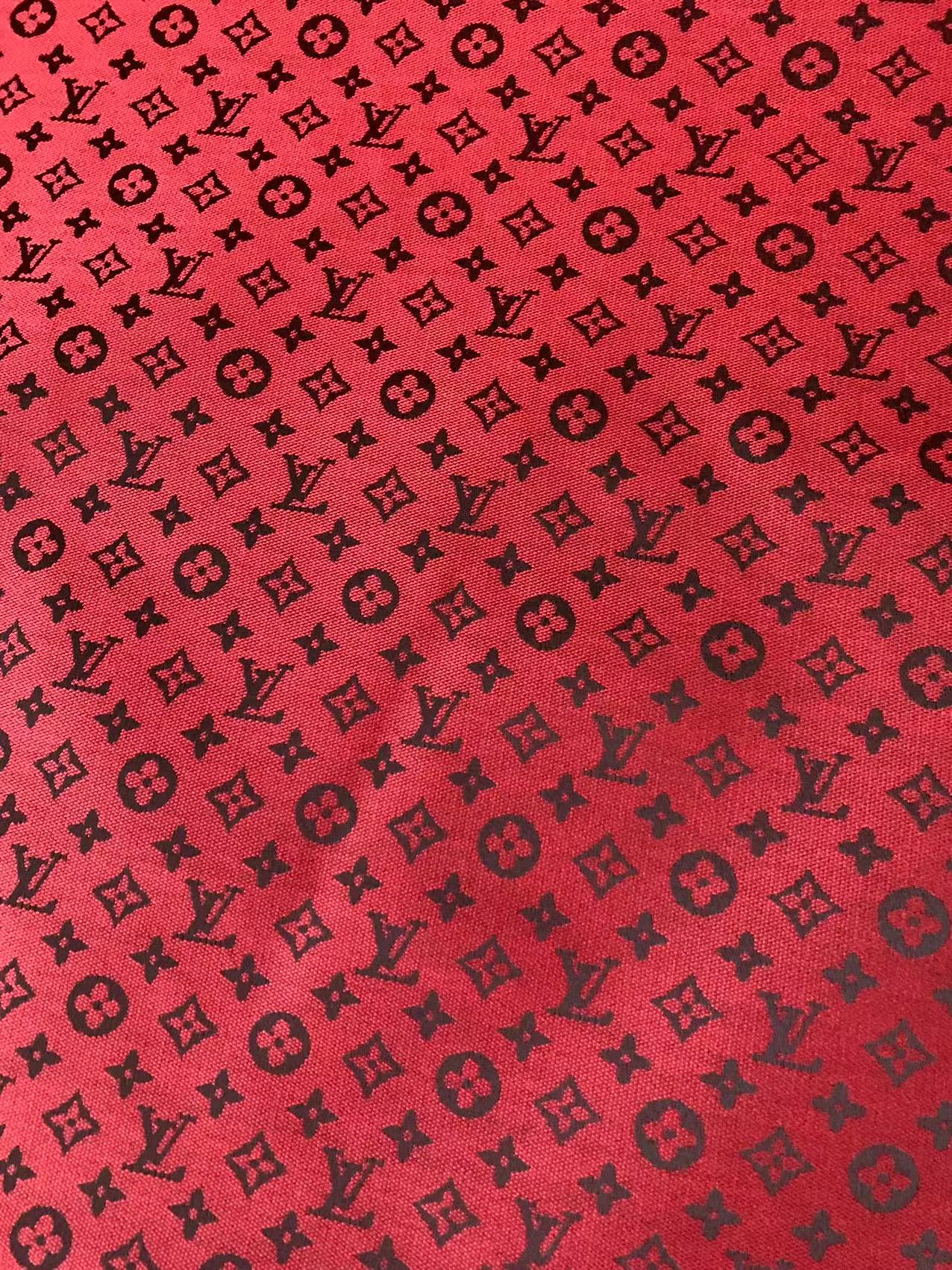 Fashion Red LV Jacquard Cloth Fabric For Handmade Sneaker,Upholstery And Apparel