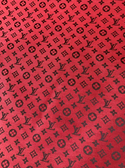 Fashion Red LV Jacquard Cloth Fabric For Handmade Sneaker,Upholstery And Apparel