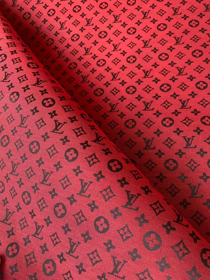 Fashion Red LV Jacquard Cloth Fabric For Handmade Sneaker,Upholstery And Apparel