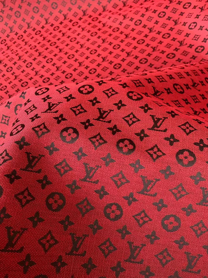 Fashion Red LV Jacquard Cloth Fabric For Handmade Sneaker,Upholstery And Apparel