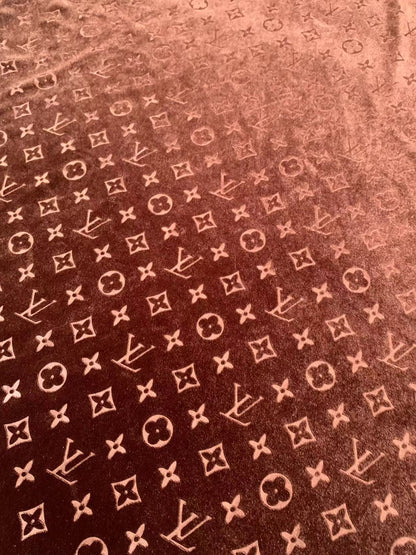 Popular Luxury LV Knitting Velvet Fabric For Handmade Sneaker,Car Upholstery and Apparel By Yard(Brown)