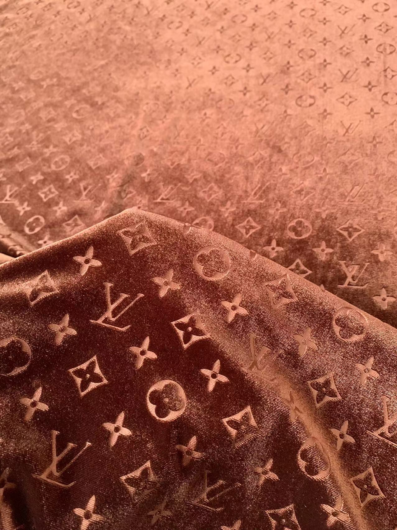 Popular Luxury LV Knitting Velvet Fabric For Handmade Sneaker,Car Upholstery and Apparel By Yard(Brown)