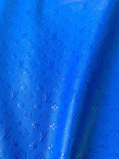 Fashion Embossed Jewelry Blue LV Leather For Handmade Bags and Shoes ,Car Upholster By Yard