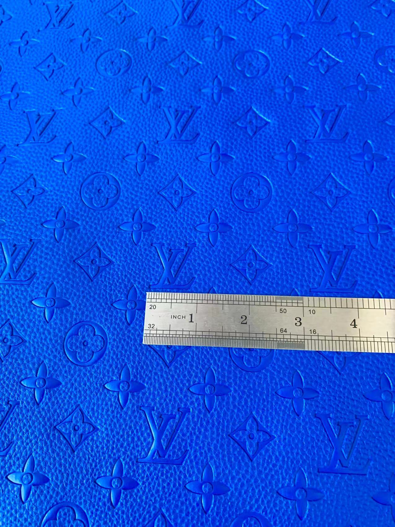 Fashion Embossed Jewelry Blue LV Leather For Handmade Bags and Shoes ,Car Upholster By Yard