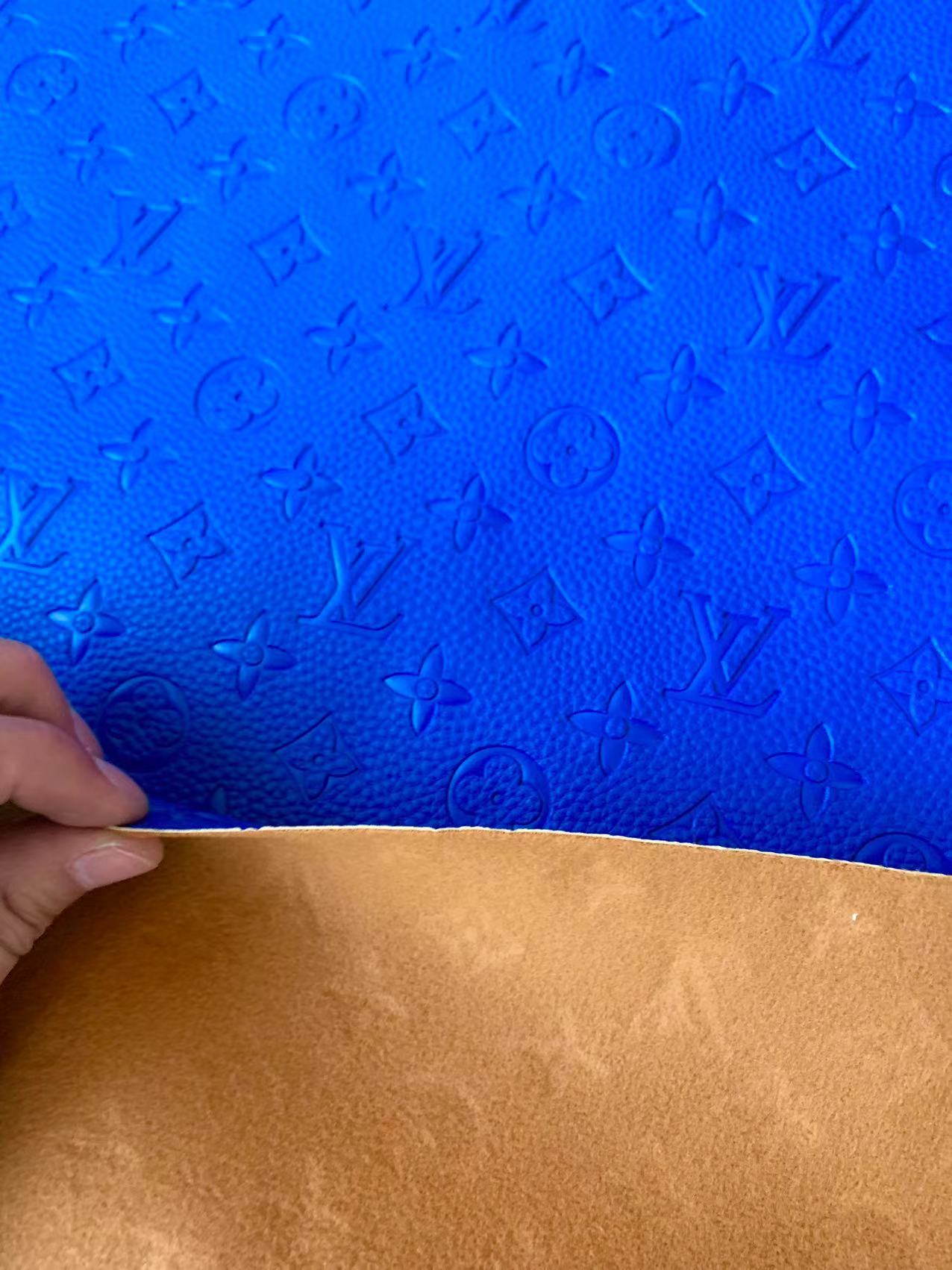 Fashion Embossed Jewelry Blue LV Leather For Handmade Bags and Shoes ,Car Upholster By Yard