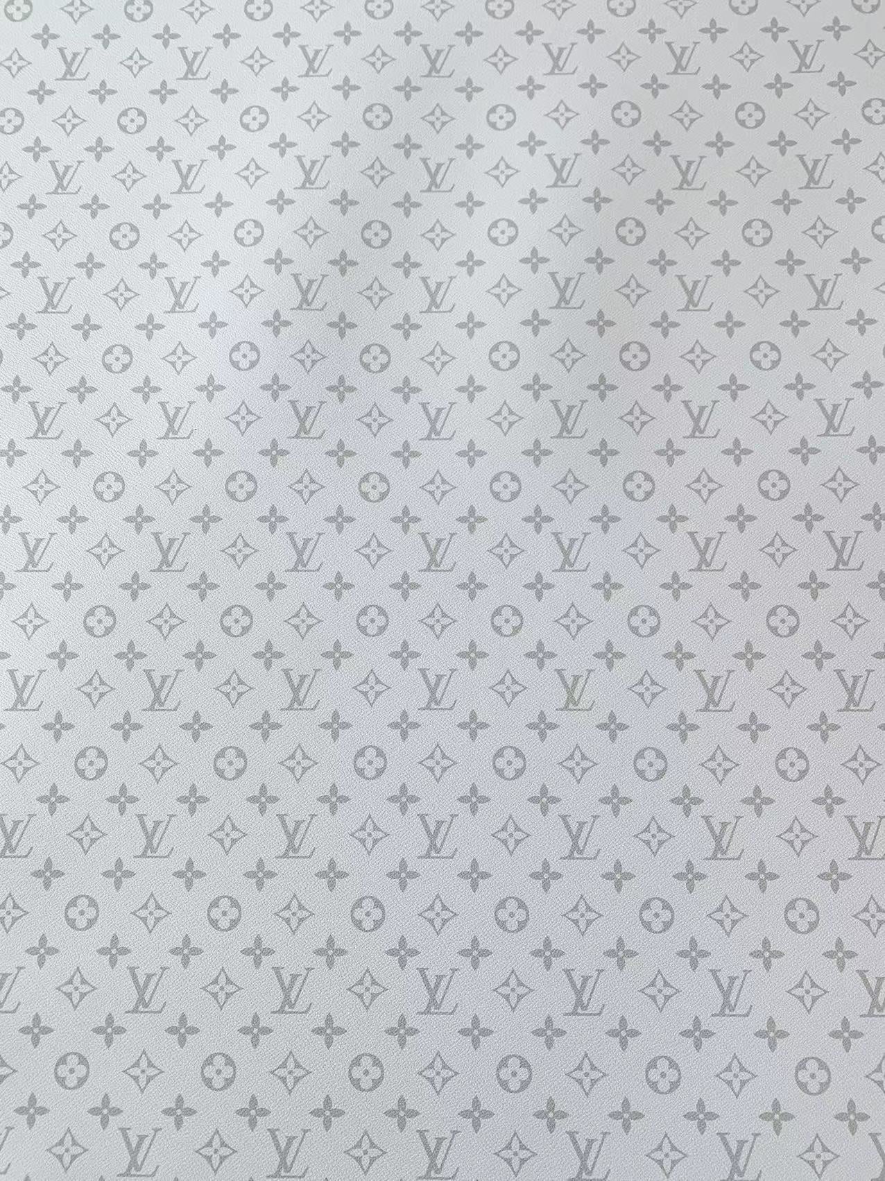 Classic Lighter White LV Vinyl Leather Fabric For Handmade Bag ,Sneaker,Upholstery Goods By Yard