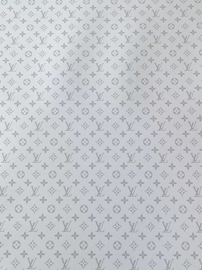 Classic Lighter White LV Vinyl Leather Fabric For Handmade Bag ,Sneaker,Upholstery Goods By Yard