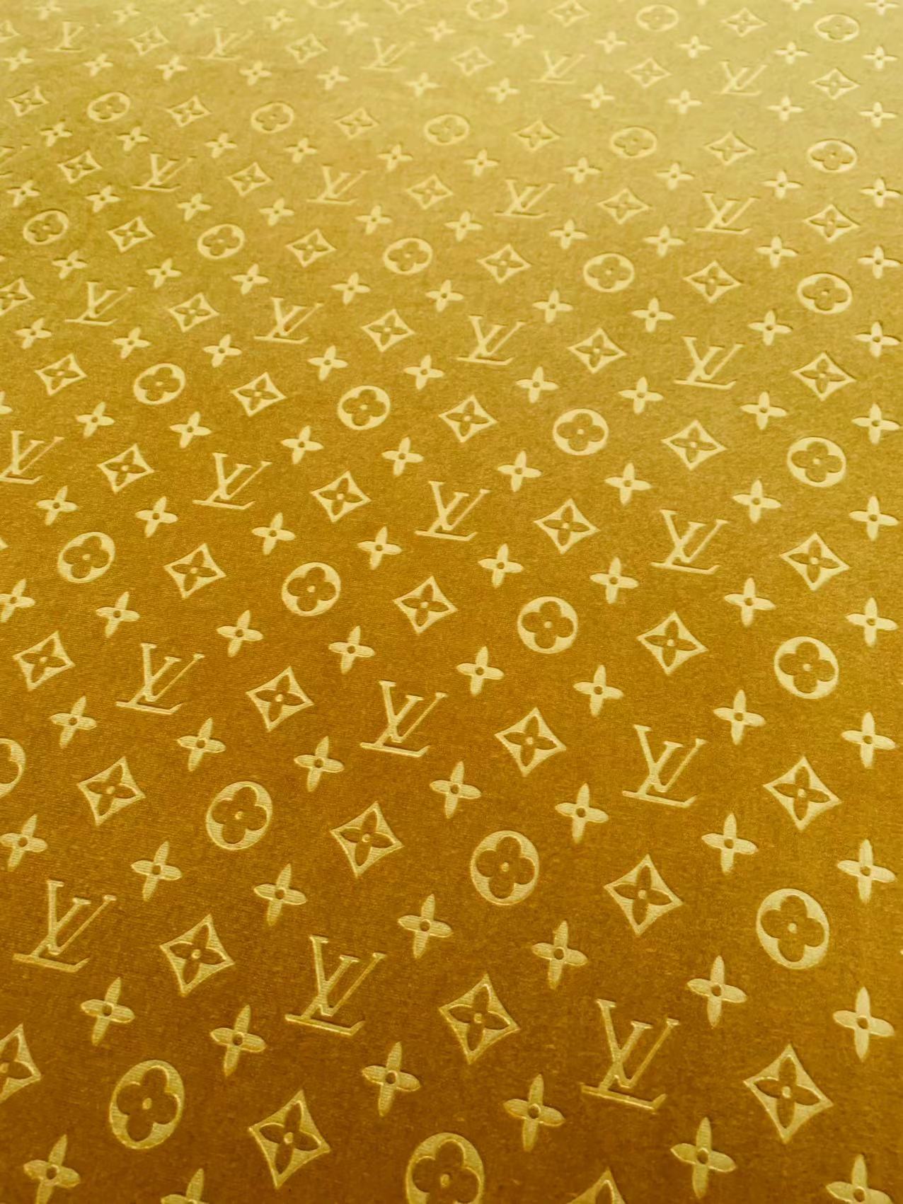 Popular Luxury Gold LV Knitting Velvet Fabric For Handmade Sneaker,Car Upholstery and Apparel By Yard