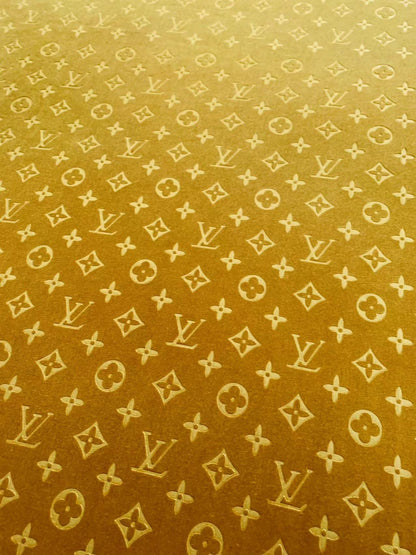 Popular Luxury Gold LV Knitting Velvet Fabric For Handmade Sneaker,Car Upholstery and Apparel By Yard