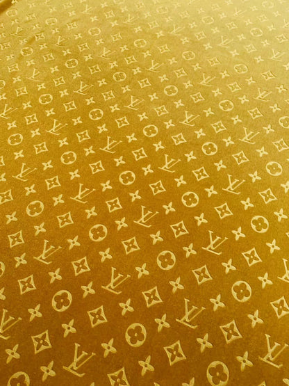 Popular Luxury Gold LV Knitting Velvet Fabric For Handmade Sneaker,Car Upholstery and Apparel By Yard