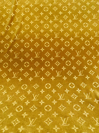 Popular Luxury Gold LV Knitting Velvet Fabric For Handmade Sneaker,Car Upholstery and Apparel By Yard