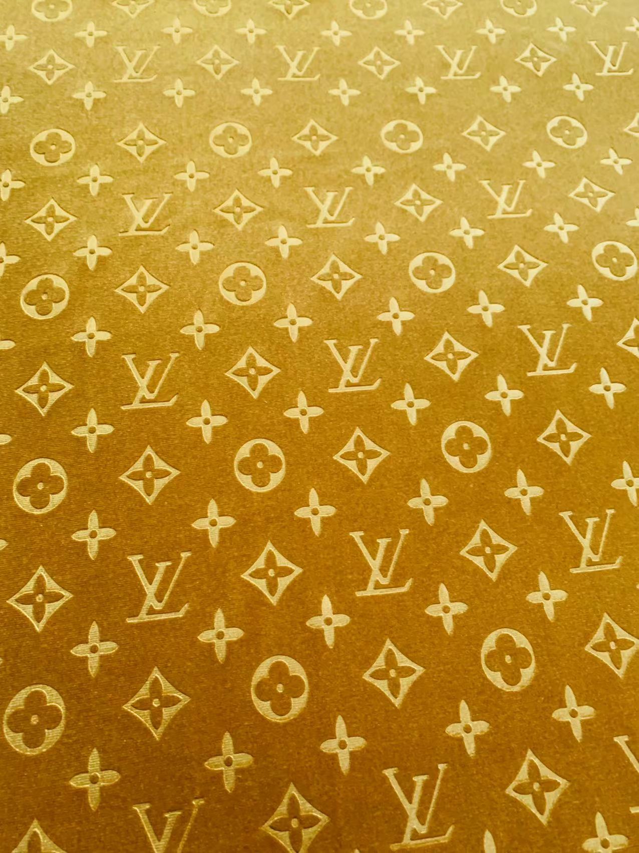 Popular Luxury Gold LV Knitting Velvet Fabric For Handmade Sneaker,Car Upholstery and Apparel By Yard